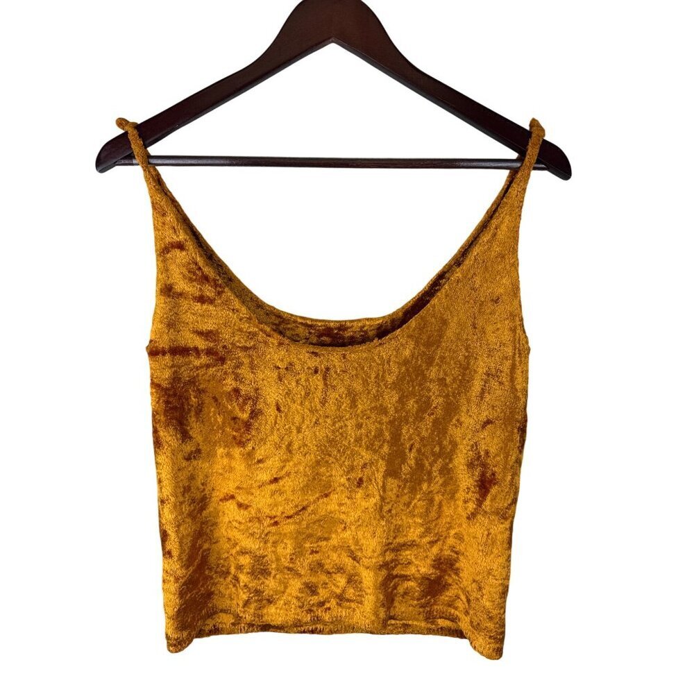 Vince Fuzzy Women's Tank Top Gold Scoop Neck Viscose Sleeveless Luxe Size Large - Picture 4 of 9